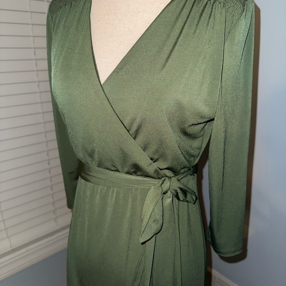 Olive Green Wrap Dress